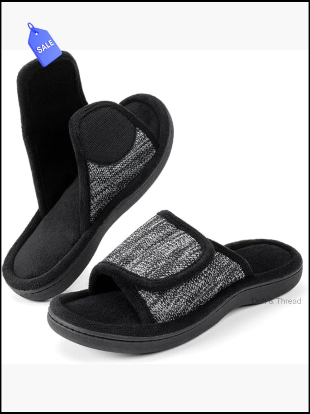 Adjustable Wrap Memory Foam Slide Slippers - Lightweight, Non-Slip, Machine